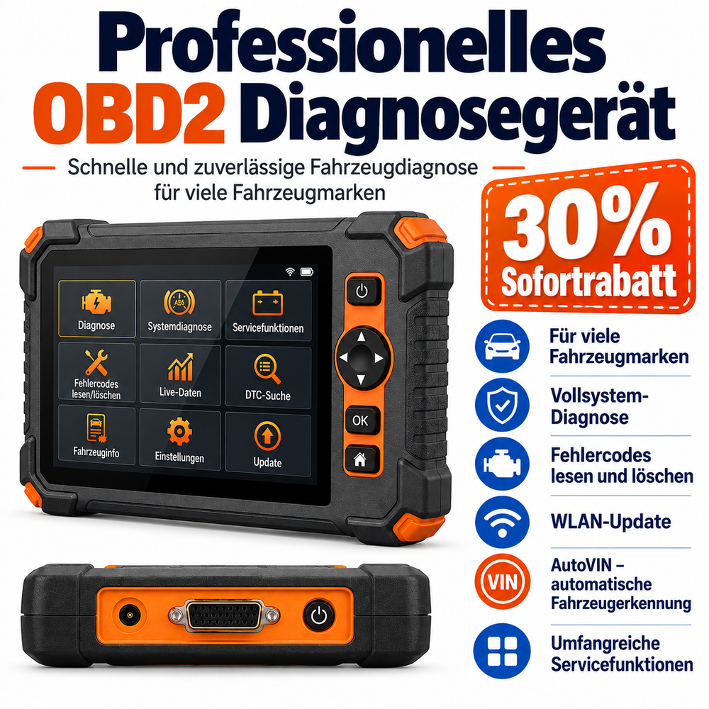 KFZ OBD2 Diagnosegerät – Fahrzeugdiagnose für unterstützte Systeme