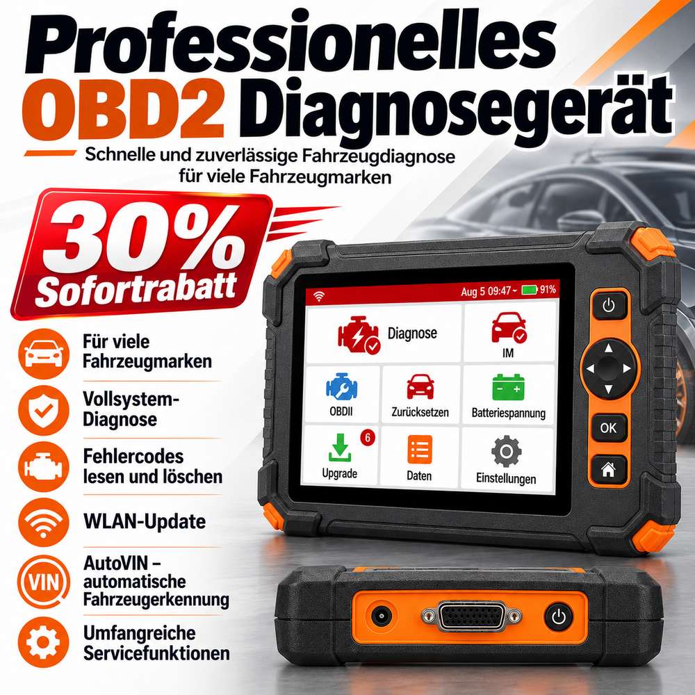KFZ OBD2 Diagnosegerät – Fahrzeugdiagnose für unterstützte Systeme