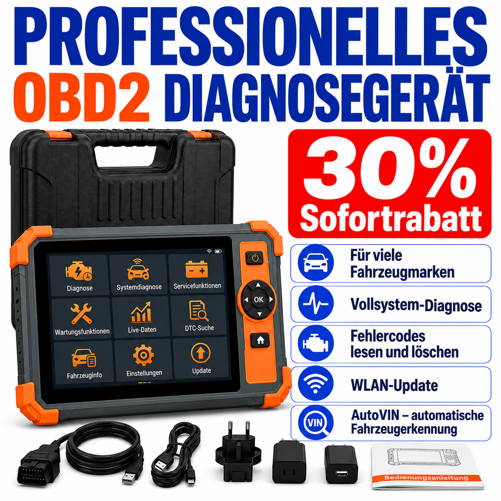 KFZ OBD2 Diagnosegerät – Fahrzeugdiagnose für unterstützte Systeme